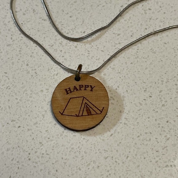 Wooden Happy Camper Necklace - Picture 2 of 3
